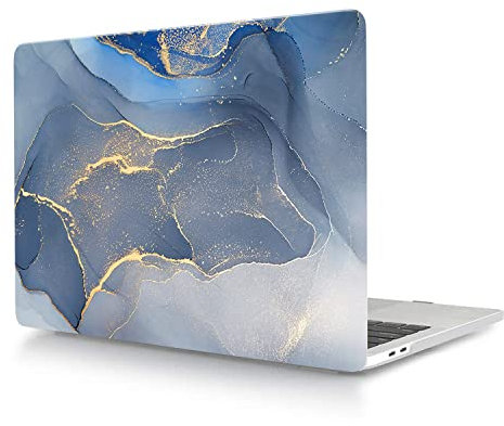 Funda Compatible con MacBook Pro 15 Pulgadas 2019 2018 2017 2016 Versión Modelo A1990 A1707 con Touch Bar y Touch ID, Carcasa Rígido de Plástico Cubierta Protectora, mármol Azul Lentejuela