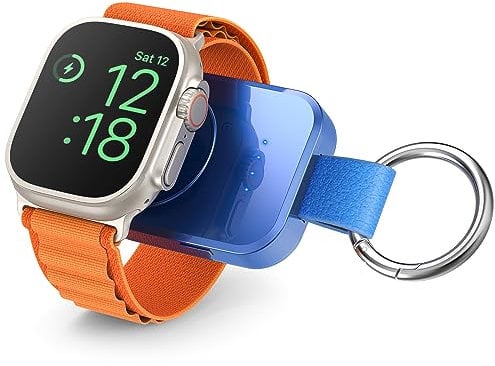 Portable Wireless Charger for Apple Watch Series 10,9,8,7,6,5,4,3,2,SE,Ultra 2,i.VALUX 1000mAh iWatch Charger, Compact Magnetic Keychain Power Bank, Travel Accessories 45/44/42/41/40/38/49mm(Blue)