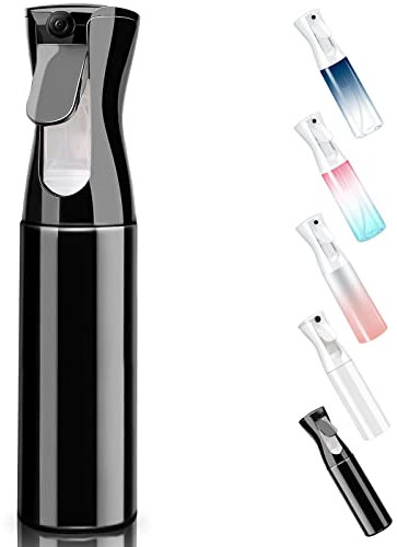 WOODFIB Spray Bottle for Hair, Continuous Fine Mist Water Spray Bottle, 300ml Empty Spray Bottle for Home Cleaning, Plants, Hairdressing (Black)