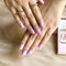 Sun&Beam Nails Medium Short Round Press On Nail with Purple Pink 3D Butterfly Summer Design Cute False Tips 24Pcs (M215)