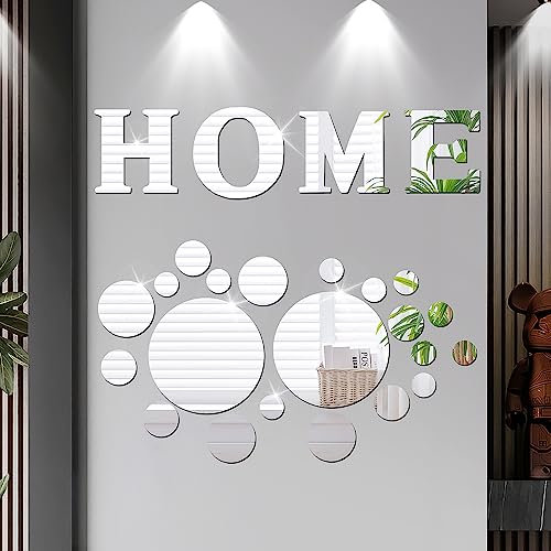 NTGRTY 36 Stück 3D Spiegel Wandaufkleber,Home Spiegel Wandaufkleber DIY Deko,3D Abnehmbare Runde Kreis Acryl Spiegel Wanddeko für Schlafzimmer, Wohnzimmer, Esszimmer, Flurdekoration