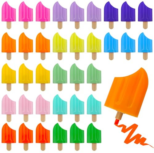 YSsgjK Mini Textmarker, 36 Stück Mini Kinder Textmarker, Eisförmige Textmarker Set Stifte Textliner Highlighter Marker, Textmarker Klein Marker für Tagebuch, Süßigkeiten Party Geburtstag Grußkarte