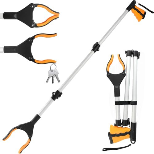 Awsuc - Pinza para recoger objetos (108 cm, para personas mayores y discapacitadas), imanes y herramientas de recogida, pinzas telescópicas giratorias para atrapar objetos, pinzas para recoger