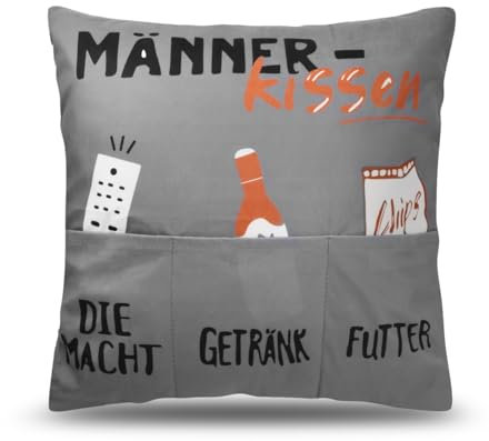 Wisebom Lustiger Männer Kissenbezug 45x45cm Zierkissenbezug mit 3 Taschen zum Befüllen Kissenhülle Dekokissen Kissenbezüge Originelles Geschenk für Männer zu Geburtstag, Vatertag, Weihnachten
