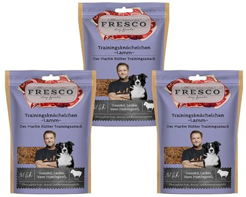 Fresco Martin Rütter Trainingsknöchelchen Lamm | 3er Pack | 3 x 150 g | Natürlicher Monoproteinsnack aus Lammfleisch | Leckerer Snack für Hunde…