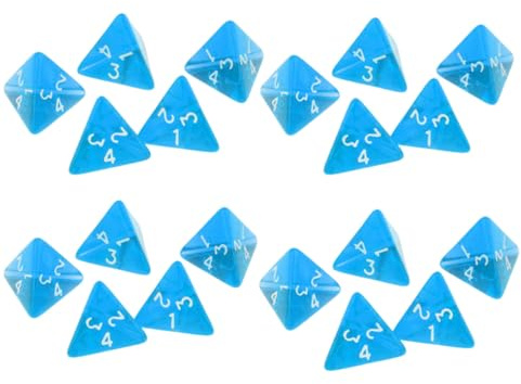 Yourandoll 20 STÜCKE Polyedrische Würfel D4 Würfel 20mm Acryl Dice Spielwürfel for DND RPG Dungeons & Dragons Tischspiele (Blau)