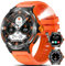 Marsyu Montre Connectée Homme Militaire avec Appel Bluetooth & Lampe de Poche LED/Compas, Batterie 500 mAh Montre Sport Outdoor 1,53 avec 24H Moniteur Fréquence Cardiaque SpO2 3ATM Étanche, Orange