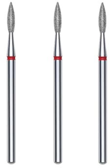 STALEKS PRO Nagelhautfräser-Set, 3-teilig, 2,1 x 0,8 mm, Flammenform (feine Körnung)