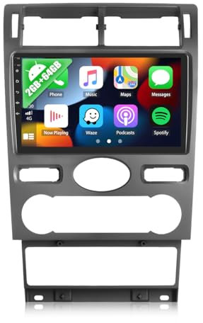 2G+64G CAMECHO Android 13 Radio Coche para Ford Mondeo 3 2004-2007 Hatchback con Carplay Android Auto GPS,Pantalla 9 Pulgadas 2 DIN Radio con Bluetooth RDS FM WiFi Mirror Link+Cámara Trasera