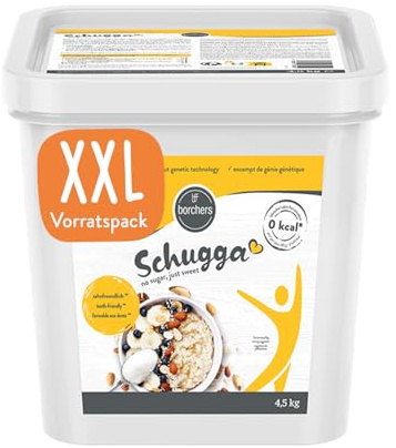 BORCHERS Schugga, Kristalline Streusüße 4,5kg, Erythrit-Sucralose Mischung, 1:1 wie Zucker, kalorienfrei & zuckerfrei, Zuckerersatz, Süßungsmittel, Zuckeralternative, XXL Vorteilspack im Eimer