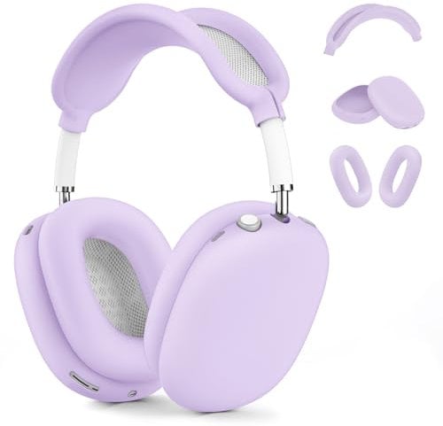Silicone Case Cover for AirPods Max, Ear Pad Case/Ear Cups/Headband Cover for AirPods Max Headphones, Accessories Soft Silicone Protector for Apple AirPod Max New USB-C (2024) (Light Lilac)