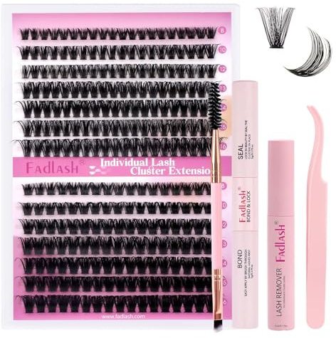 Wimpern Extensions 280 Büschel 60+80D DIY Lash Extension Set Einzelne Wimpern mit Wimpernkleber und Pinzette, Wimpern Remover und Wimpernbürste zu Hause Individual Lashes 8-16mm 0.07D Curl