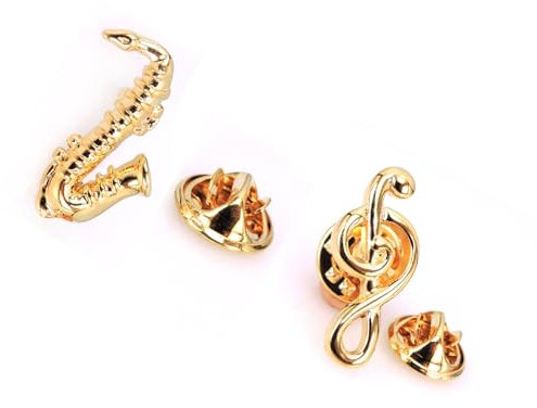 2 Stück Saxophon Anstecker Notenschlüssel Brosche Saxo Brosche Musik Anstecker Anstecknadel
