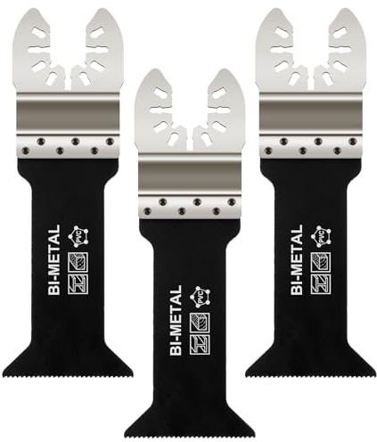 PAYA TOOLS 3pcs 40mm(1.57 inch) Multifunction Bi-Metal E-Cut Power Oscillating Tool Blades with Stainless Steel Holder,Multitool Blades,Power Tool Saw Blades for Metal, Wood, Plastic
