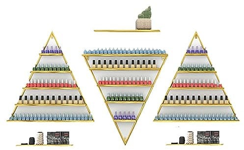 ZTZBFGM Gold,6 Piece Set, Wandmontierte Metallnagellack-Displayschrank, 5-Layer-Nagel-Nagel-Nagellackregal, Dreieckige Kosmetische Flaschenlagerbox Für Einzelhandelsgeschäfte