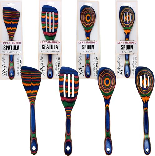 Lefty's Pfannenwender-Set für Linkshänder, 4 Spatel, 2 Löffel, ideal zum Kochen, Wenden, Allzweck-Küchenutensilien – Geschenke für Linkshänder, Erwachsene