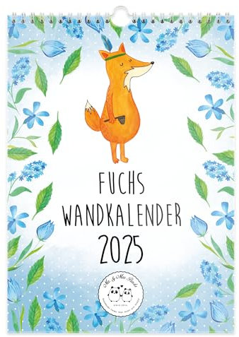 Mr. & Mrs. Panda A3 Wandkalender 2025 Fuchs Collection - Geschenk, Jahreskalender, Jahresplaner, Terminplaner