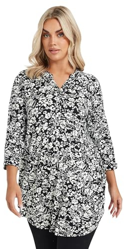 Yours Curve & White Floral Print Jersey Shirt - Women's - Plus Size Curve