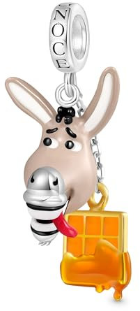 GNOCE Charm Anhänger Shrek „Vorsicht Oger“ Warnschild Anhänger 925 Sterlingsilber Beads Charms für Frauen und Mädchen Schmuckgeschenk (Esel mit Waffeln)