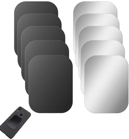 10 Placas Metálicas Magnéticas Autoadhesivas 3.8x5cm - Iman Coche Movil/Soporte Iman Movil Coche - Chapas Metalicas Ultra Finas para Teléfono Móvil,Soporte Magnético