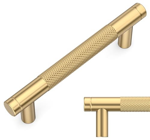 Amerdeco 10 Stück Champagner Bronze Schrankgriffe 96mm Lochabstand, Aluminium Griffe für Küchenschränke & Möbelgriffe für Schubladen
