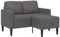vidaXL 2-Sitzer-Sofa mit Chaiselongue L-Form Grau 125 cm Kunstleder, 2-Sitzer-Sofa für Schlafzimmer, Zweisitzer-Couch, 2-Sitzer-Sofa L-Form