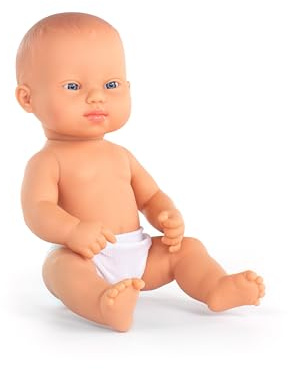 Miniland - Kaukasischer Baby-Junge mit Down-Syndrom, 32 cm, Inklusive Geschlechtsspezifische Puppe mit Verschiedenen Merkmalen, Handgefertigte Baby-Puppe