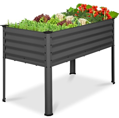Best Choice Products 48x24x30in Galvanized Raised Garden Bed, Metal Elevated Planter Box, Vegetable Garden for Backyard, Patio, Balcony, 100% Non Toxic Materials - Charcoal
