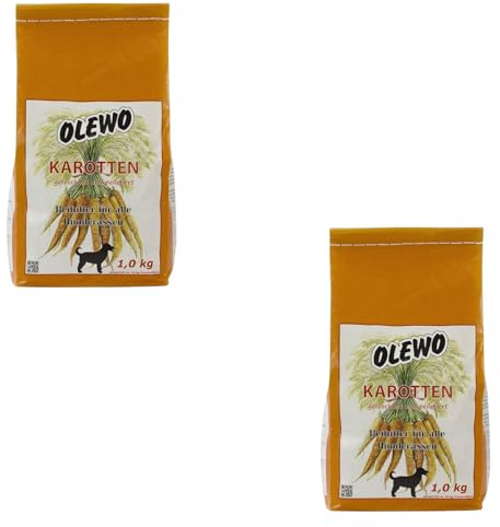 OLEWO Karotten-Pellets | Doppelpack | 2 x 1 kg | Ergänzungsfuttermittel für Hunde | Zur Unterstützung der Verdauung und des Immunsystems | Natürliche Inhaltsstoffe