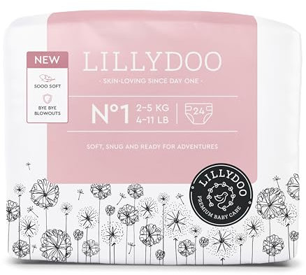 LILLYDOO hautfreundliche Baby Windeln - Größe 1 (2-5 kg), 24 Stück, Sicherer Auslaufschutz, Weich, Ohne Parfüme & Lotionen für empfindliche Haut, Dermatologisch getestet