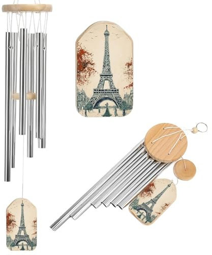 Paris City Tree Eiffelturm Kunst Windspiel für draußen, Beileids-Windspiel für den Verlust eines geliebten Menschen, Gedenk-Windspiel für Zuhause, Veranda, Garten, Terrassendekoration