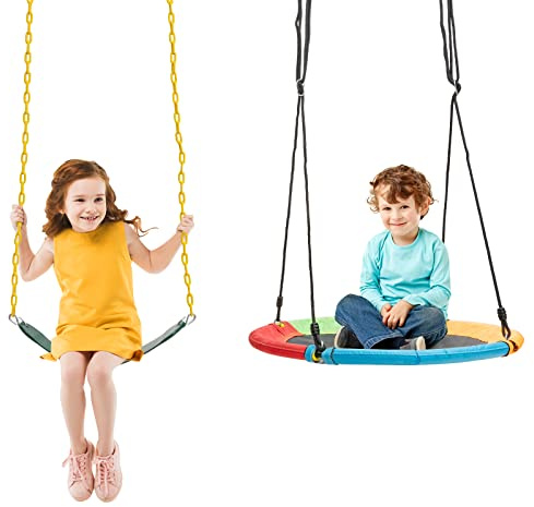2 Seat Swing Stand, 550 lbs Heavy Duty Metal Frame, Extra Large A-Frame Swing Stand for Kids and Adult Indoor Outdoor Activity Backyard Playground (2 Swings)