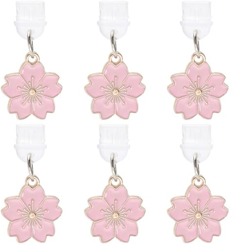 CREATCABIN 6Stück Kleiner Kirschblüten Handy Anhänger Typ C Ladeanschluss Anti Staub Stecker Typ C USB Stecker Anhänger Handy Anhänger Für Samsung/OnePlus/Xiaomi/Oppo Android Telefon IPhone 15/16 Rosa