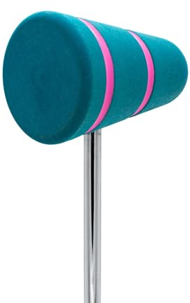Low Boy Wood Bass Drum Beater - Versatile Mid-Weight Bass Drum Beater with Durable Wood Surface & Aerospace-Grade Steel Rods (Seafoam with Pink Stripes, 1-pack)