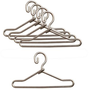 Blausky 10 Stück 40x22mm Mini-Kleiderbügel,Puppenkleiderbügel Spielzeug Kleiderbügel Miniatur Kleiderbügel aus Metall Bjd-Puppen Kleiderständer Puppenschrank Zubehör für Puppe Kleidung,Silber