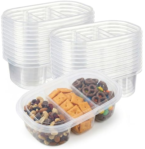 AUFIKR 12 Pack 900ml Snack Box with Compartments, Bento Box Lunchbox with Compartment, Reusable Snack Containers with Lids, for Travel Plane Use