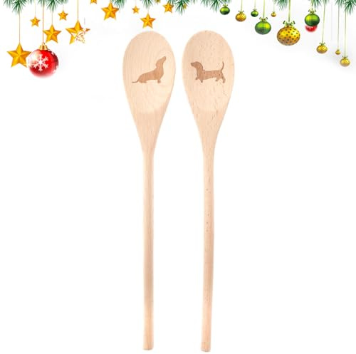 2 PCS Dackel Kochlöffel Holz, Weihnachts Dackel Rührlöffel Holz | Dackel Holzkochlöffel, Weihnachts Dackel Kochlöffel Lustig, Rührlöffel Holz Dackel, Dackel Holz Kochlöffel,Besondere Geschenk