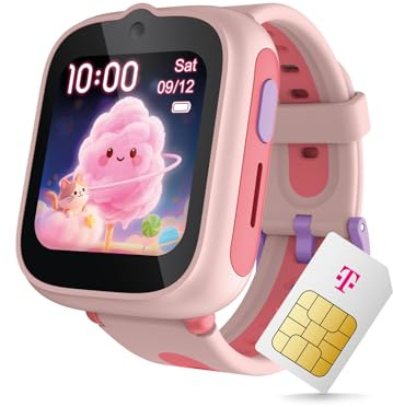 TCL MT48X 4G Reloj Inteligente para niños, Rosa cósmico, GPS, Llamadas LTE, botón de Emergencia, Impermeable 5 ATM, con Tarjeta SIM Telekom y cupón de Amazon de 30 €