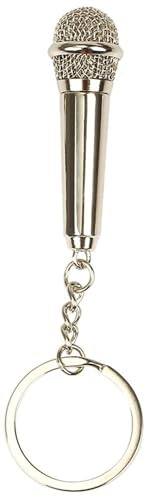 XTLANGTUTU Retro Microphone Keychain Silver Vintage Mic Keyring and Bag Charm for Music Lovers Singers Men Women Keyring for Keys Backpack Luggage