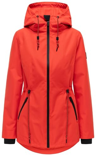 Navahoo Damen leichte wasserdichte Übergangsjacke kurze Jacke mit wasserdichtem Verschluss, Taillenzugkordel und verstellbarer Kapuze Blumentanz 14 S-3XL