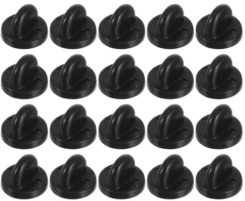 Anstecknadeln mit Verschlusskappe 200 Stück Schwarz Gummi | Pins Anstecker, Ersatz für Verlorene Rückseiten, für Abzeichen und Dienststreifen