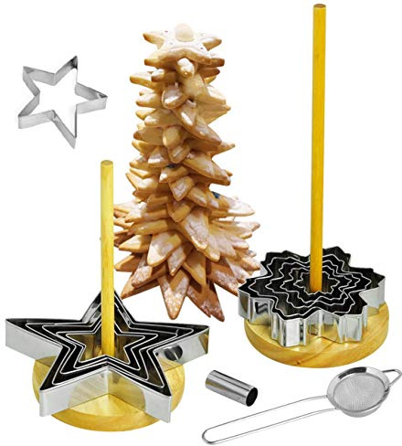 NewlineNY 16 Pcs Star Shaped Cookie Molds Cutters to Create Christmas Tree-Like Cookie Display