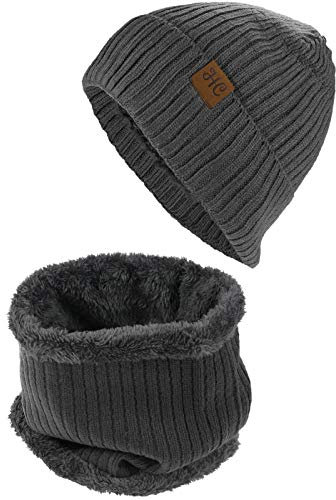 Harrys-Collection Mützen Set mit Loop Schal, Kopfgröße:Einheitsgröße, Farben:grau