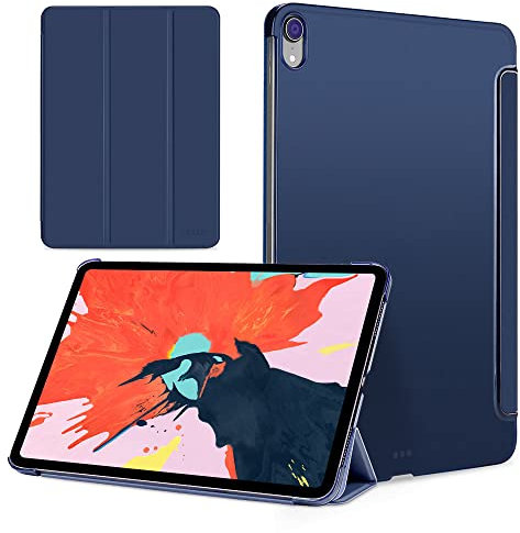 doupi Flip Cover pour iPad Pro 11 Pouces (2018), Smart Coque de Protection avec Fonction Sleep/Wake Up Protecteur Housse Étui à Rabat Magnétique Style Livre avec Support, Bleu