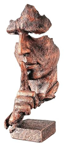 SMRTHMRT Abstrakte Denker-Skulpturen, kreative Denker-Statue, Keep Silence/Silence is Gold, Dekoration für Zuhause und Büro (Kupfer)