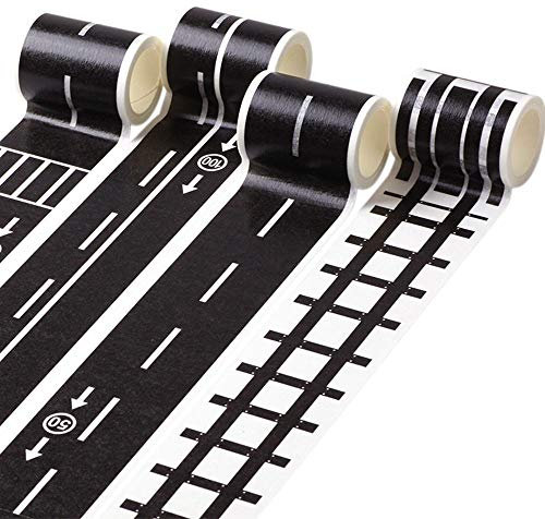 MoonyLI DIY Verkehr straße klebstoff abdeckband Papier Aufkleber Kinder Spielzeug Dekorative Washi Tape Basteln Farbiges Tape Sticker 4 Stück