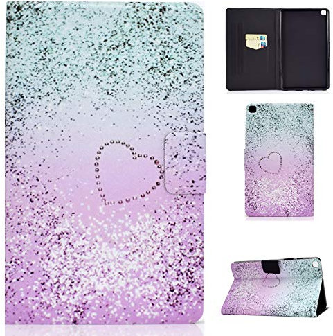 Succtop Coque Galaxy Tab A 8 Pouces 2019 Housse de Protection Portefeuille Stand Etui Tablette avec Anti-Slide Belt/Fente Carte pour Samsung Galaxy Tab A 2019 8.0 SM-T290/SM-T295 Cœur