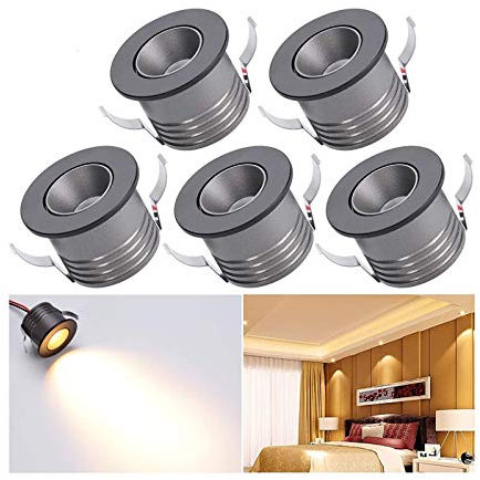 Elitlife Mini LED Einbaustrahler 5 X 1W mit Trafo Stecksystem Einbauspot Deckenspots Einbauleuchten Einbaurahmen (5 x 1W Warmweiß- Schwarz)