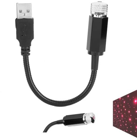 Auto Sternenhimmel,USB Autodach Sternenhimmel Licht Romantische Universal Ambient Projector Dekorative Lampe(rot)