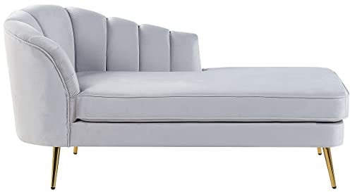 Beliani Chaiselongue Samt grau Links mit Lehne Muschelform Metallbeine Gold Glam Allier